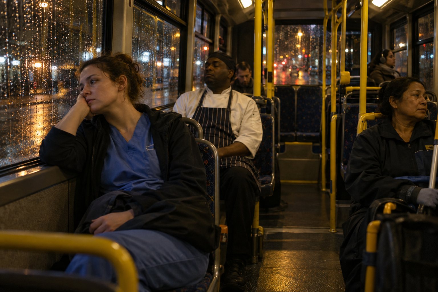 The N4 at Corn Exchange, 2.10 a.m. On weeknights, more than half of its riders are travelling to or from a shift.