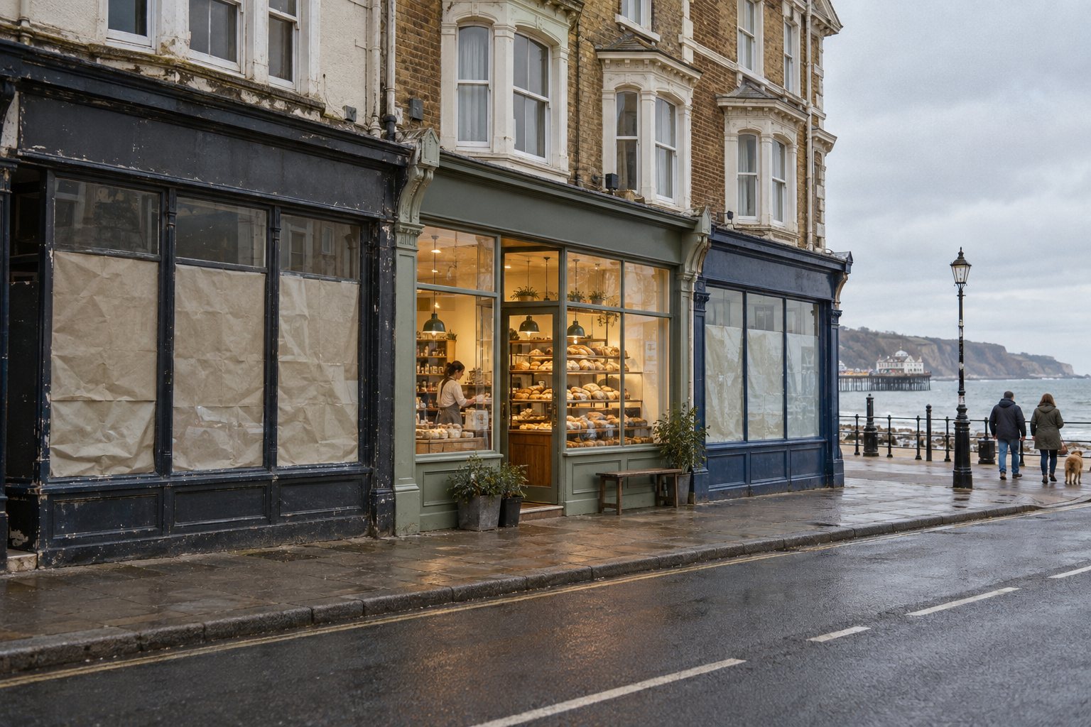 The lower end of Harbour Street. Seven of these windows have been empty since the spring.